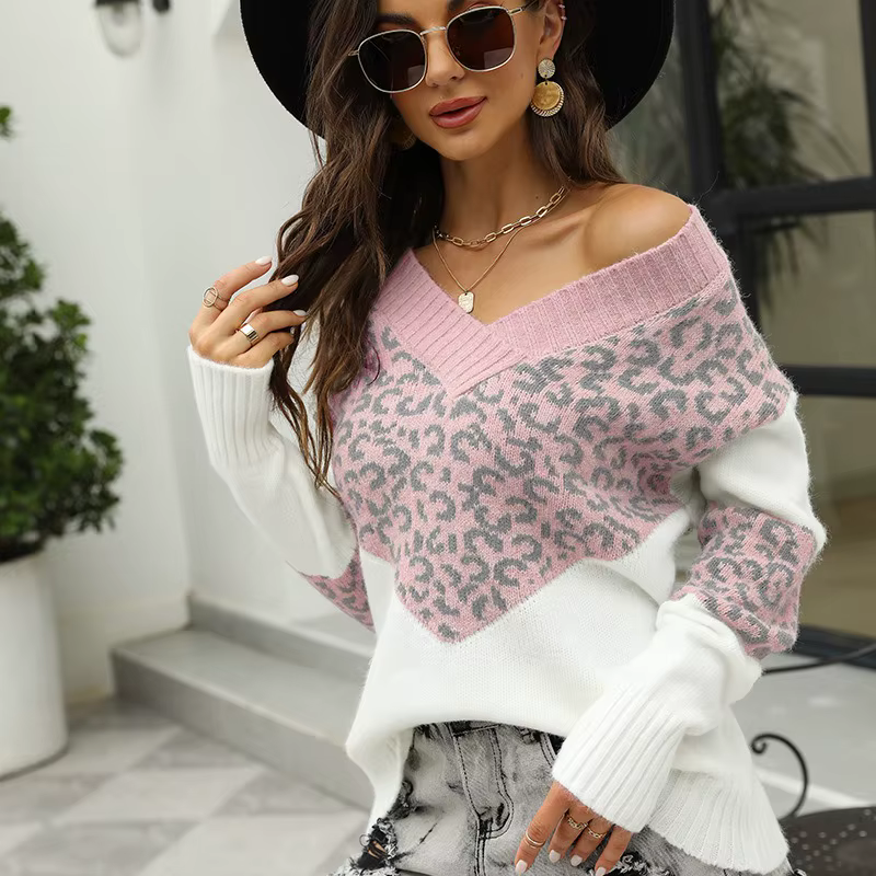 2025 nouveau pull tricoté ample à blocs de couleur pour femmes
