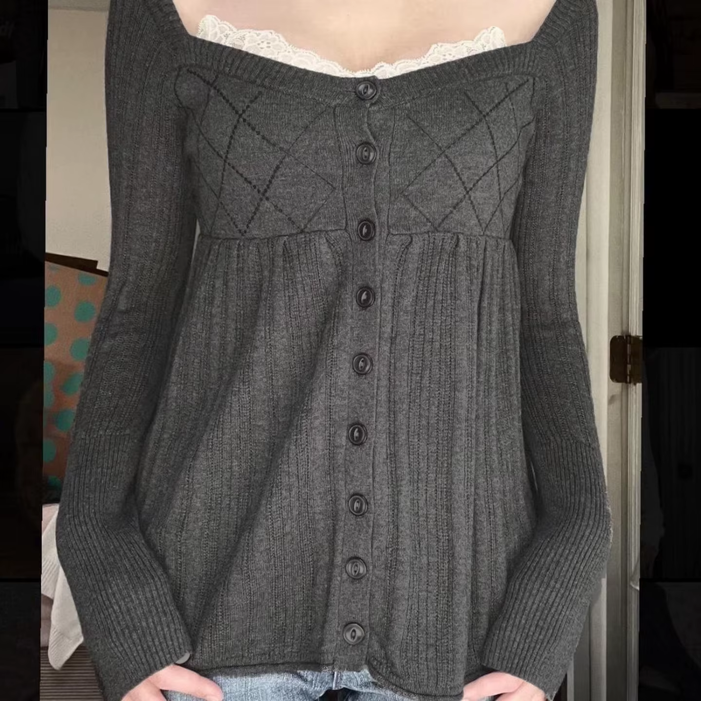 Sweet Wind Girl – pull de maison boutonné en dentelle pour femme