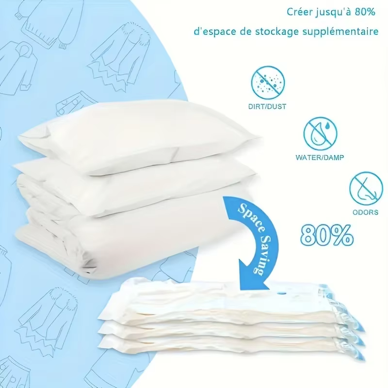 Sac de rangement sous vide avec pompe manuelle | Sac de voyage portable pour vêtements, couvertures, literie, couette