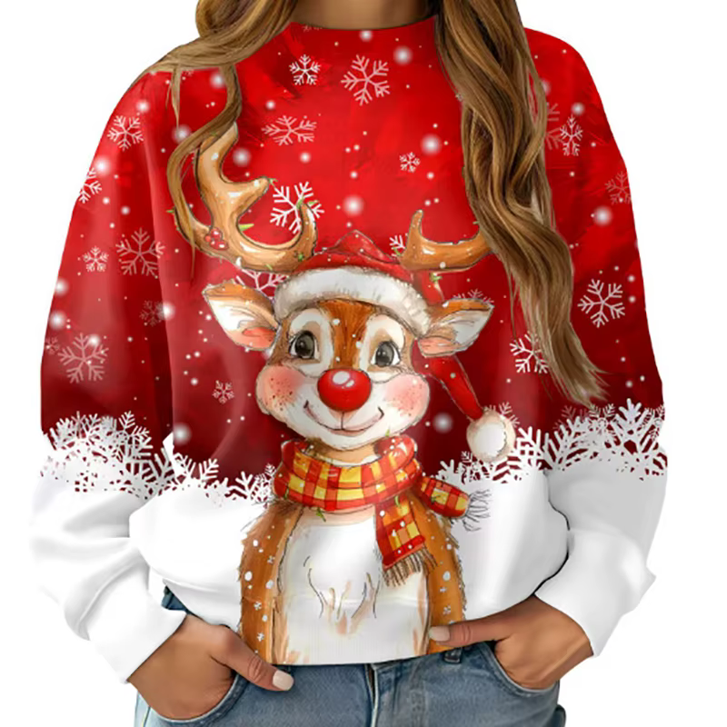 Chemise pull rouge de noël pour femmes