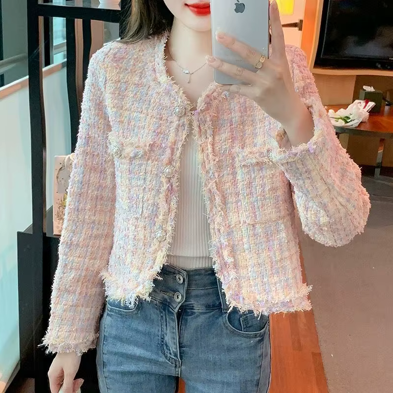Manteau court élégant de style français à manches longues, coupe ample, effet amincissant, sensation haut de gamme, nouvelle collection automne, vêtements d'extérieur en mélange de laine pour femmes