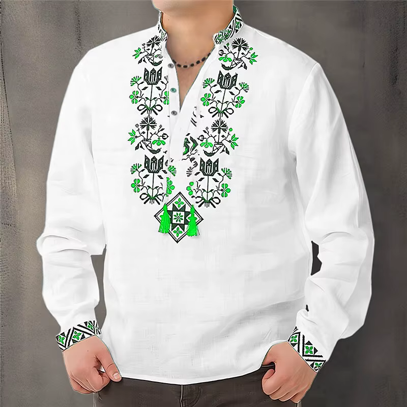 Chemise Cardigan Homme à Boutons Décontractée Simple Confortable Matière Douce Nouveau Motif Floral HD Personnalisé Manches Longues