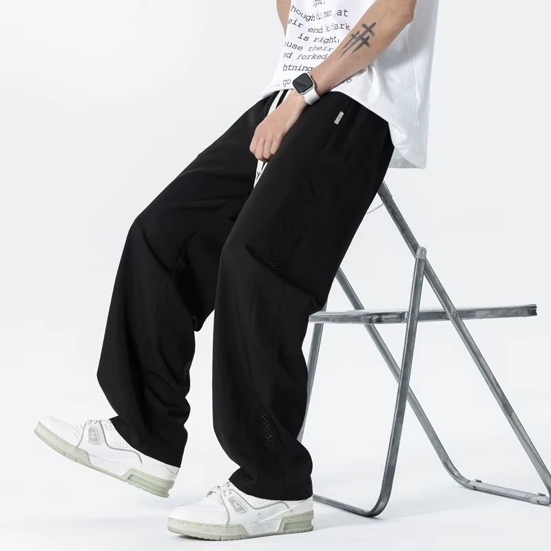 Pantalon en maille pour homme, couleur unie, respirant, séchage rapide, pour le sport, la course, le fitness, décontracté, mode, pantalon fin pour homme