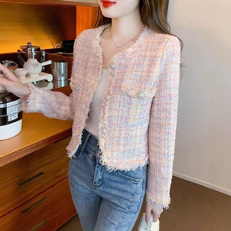 Manteau court élégant de style français à manches longues, coupe ample, effet amincissant, sensation haut de gamme, nouvelle collection automne, vêtements d'extérieur en mélange de laine pour femmes