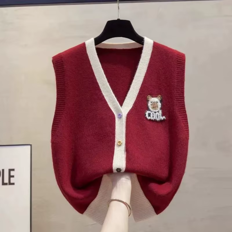 Cardigan gilet gilet gilet femmes 2025 printemps et automne nouveau lâche cheval pince couches pull et gilet