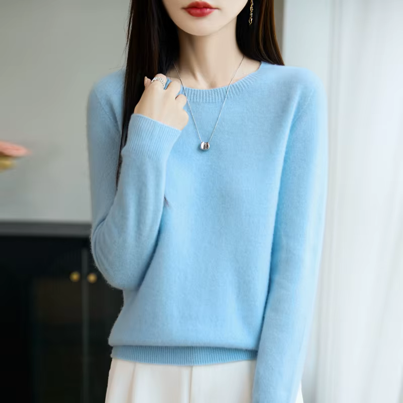 Femmes 100% laine mérinos pull nouvelle mode col rond hauts