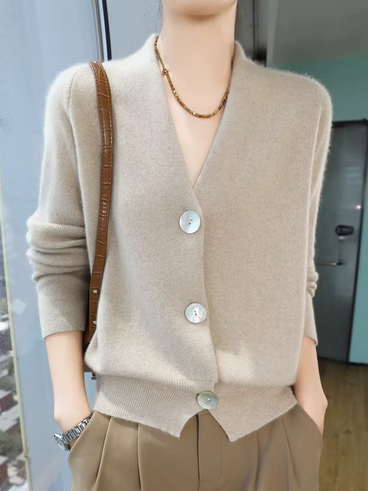 Femmes pull en cachemire col en v Cardigan automne hiver 30%