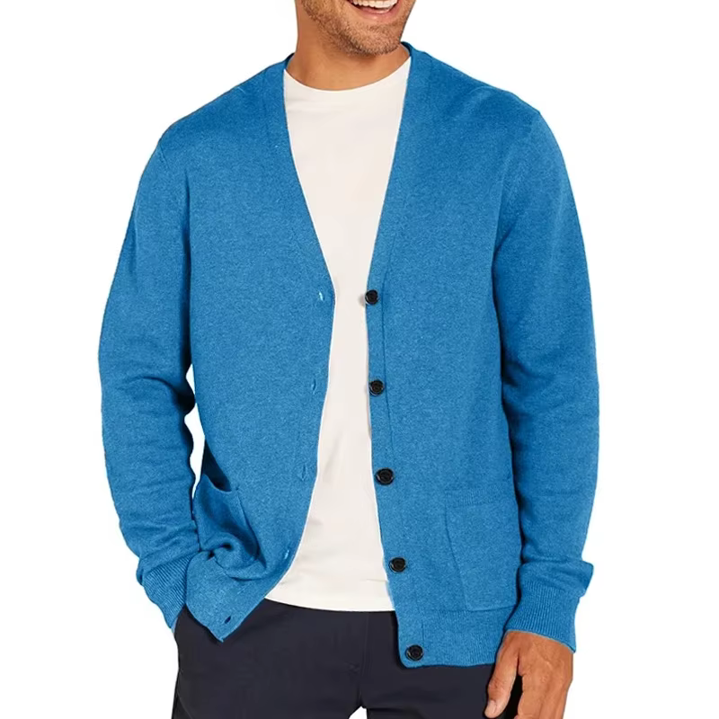 Cardigan Homme Col V Manches Longues en Maille Douce Boutonné Léger Style Oversize Décontracté Chic Veste Tricotée Hauts