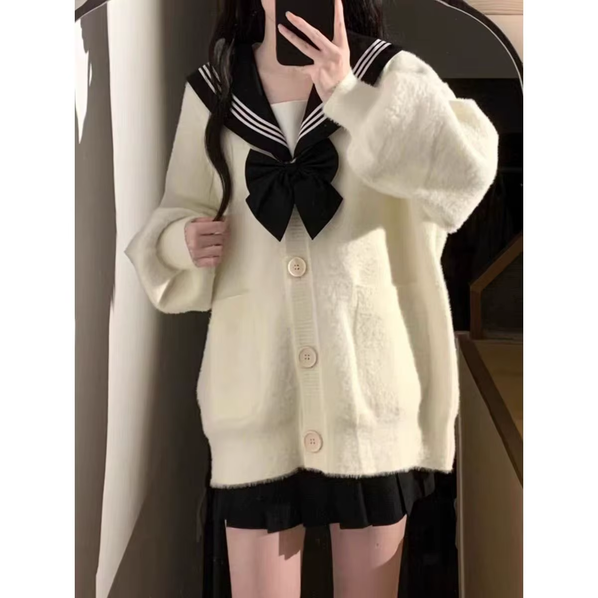 Manteau pull en laine japonais de style collégial pour femmes petites