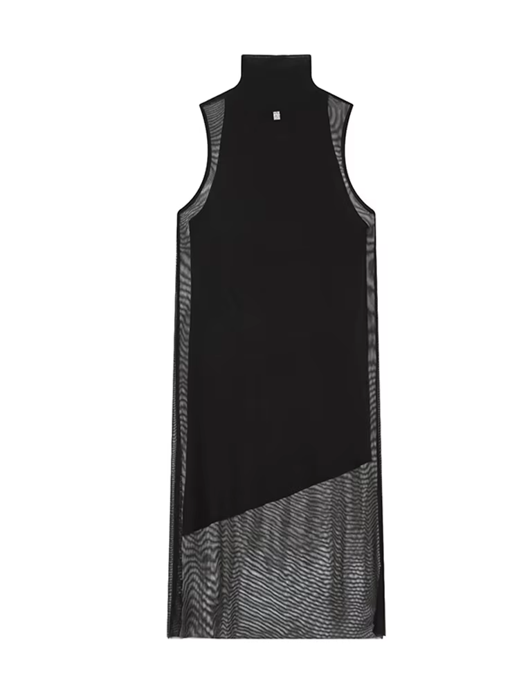 Robe Double couche sans manches à col roulé pour femmes