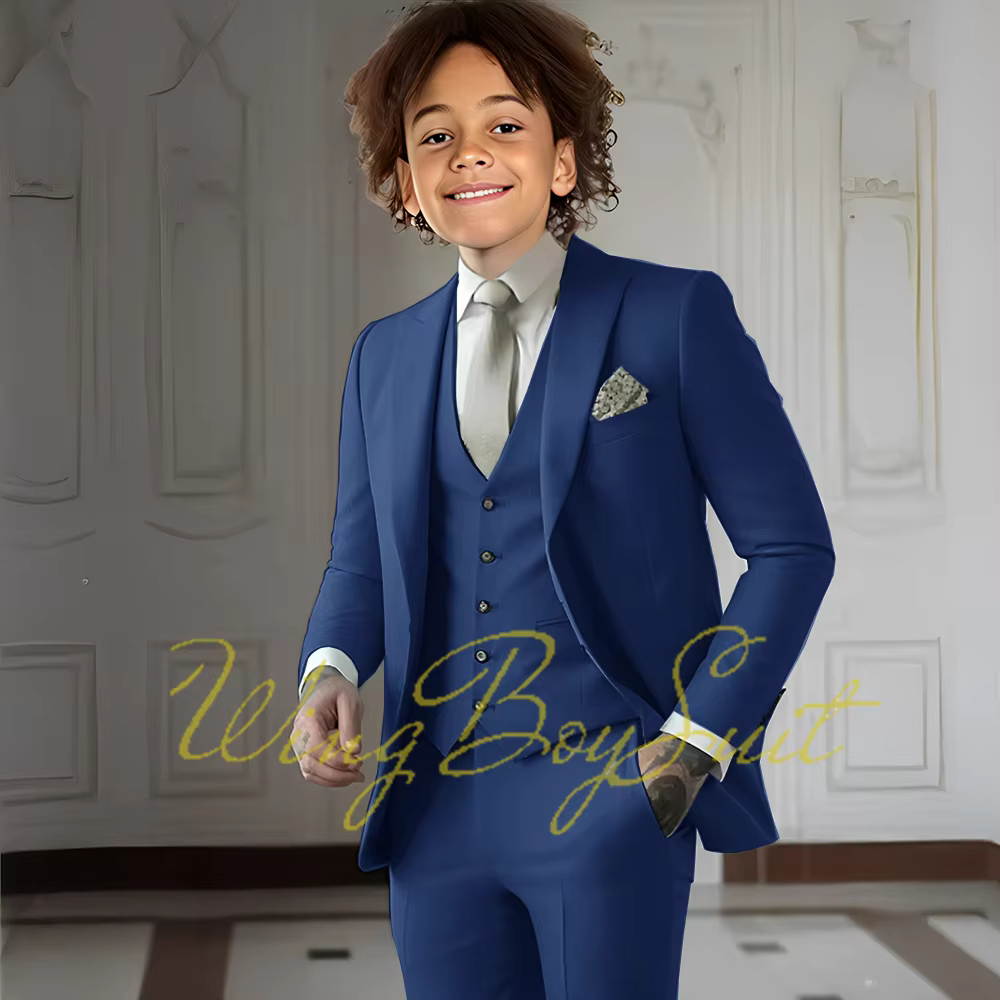 Costume d'été vert clair pour garçons, smoking de mariage pour enfants de 2 à 16 ans, Blazer, pantalon, gilet, costume trois pièces