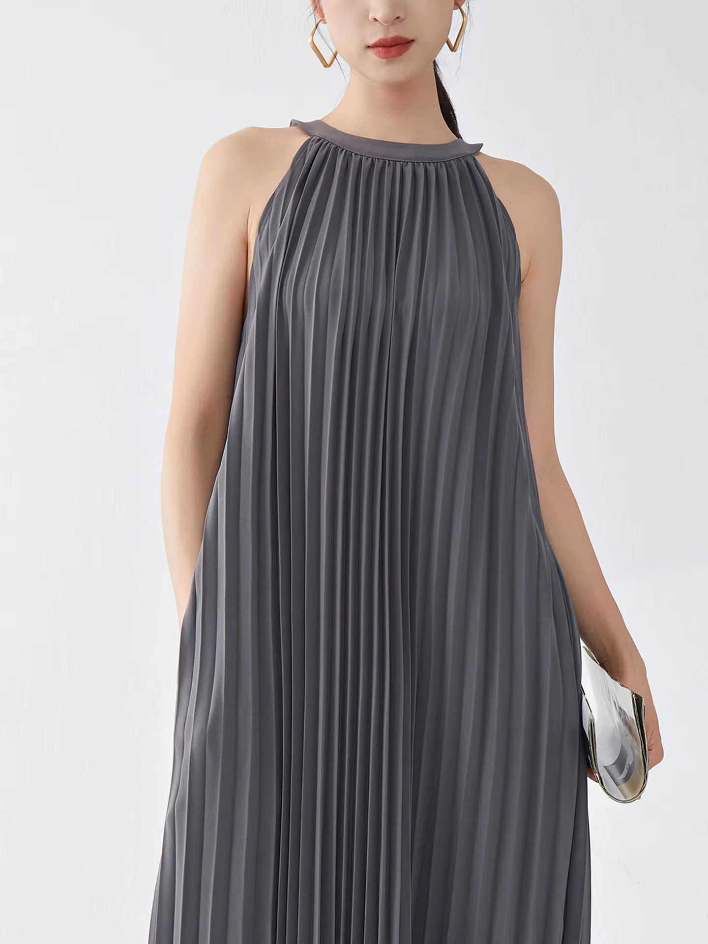 Robe longue à col halter, nouveau style printemps/été, coupe ample, grande taille, robe de vacances élégante et sophistiquée.