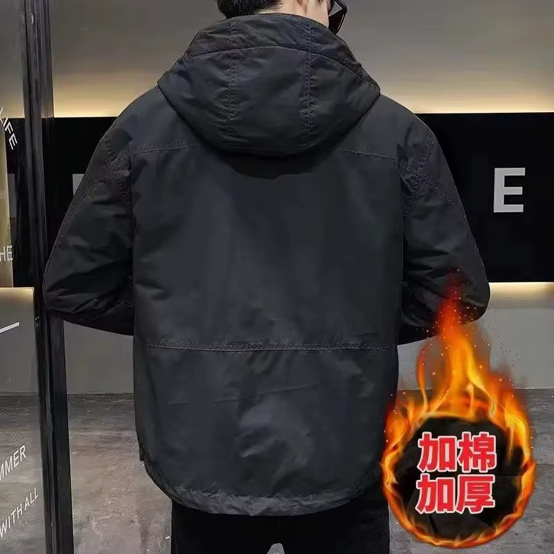 Hommes hiver velours nouvelle marque à la mode à capuche hommes hauts manteaux décontractés vêtements de travail pour hommes vestes