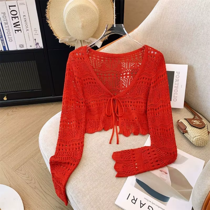 Cardigan tricoté à manches longues pour femme