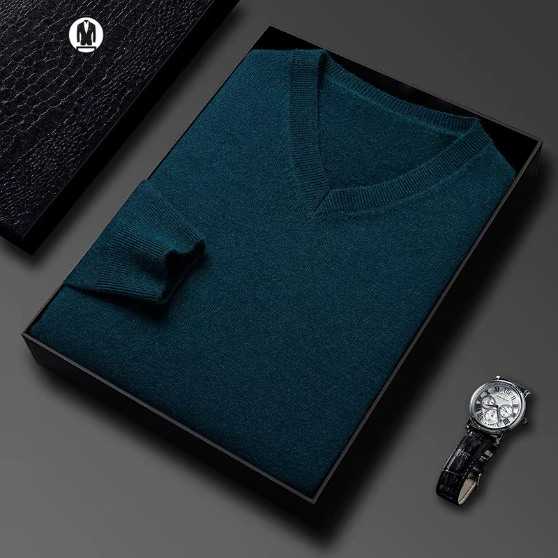 Sweat-shirt basique à col en v pour hommes, couleur unie, chaud, tricoté, surdimensionné, élastique, col rond, pour tenue décontracté, automne