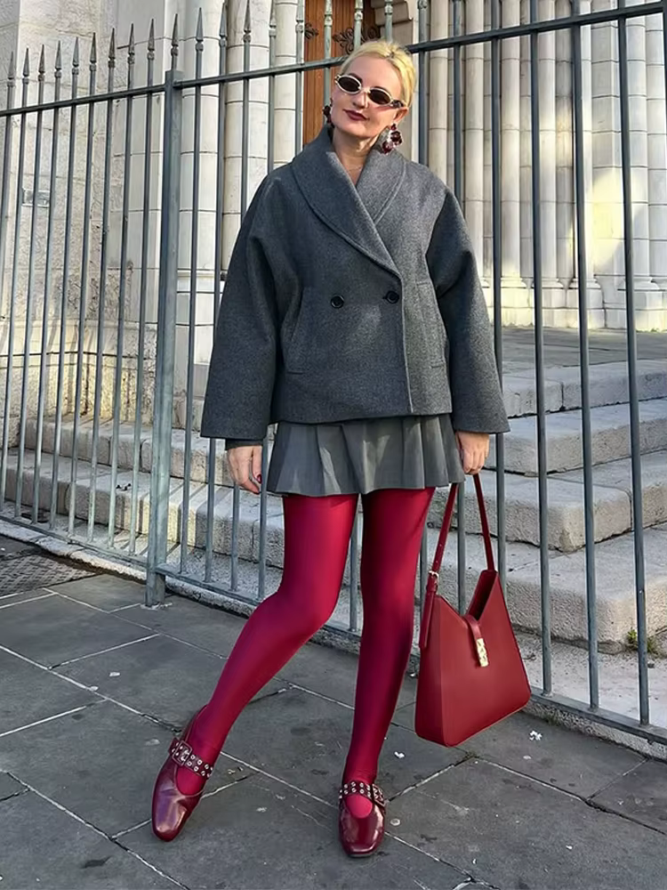 Manteau en Tweed à revers élégant pour femme