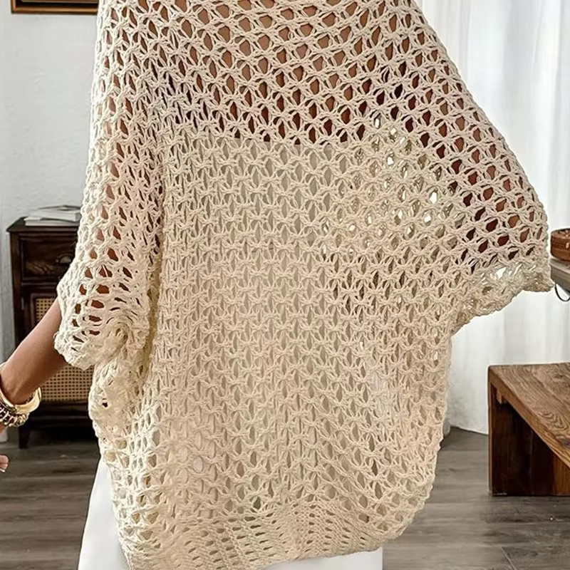 Gilet en maille ajouré pour femme