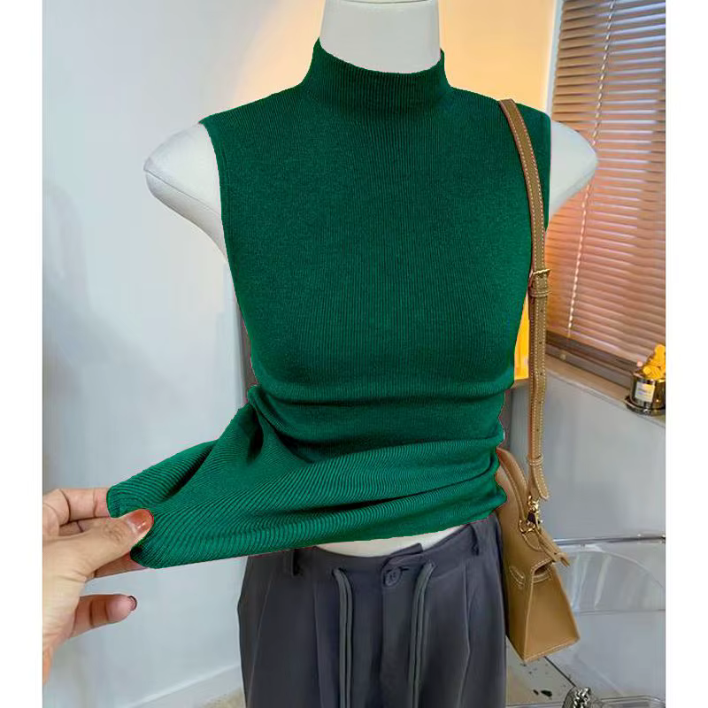 Pull-Over Simple à Col Mi-Haut pour Femme