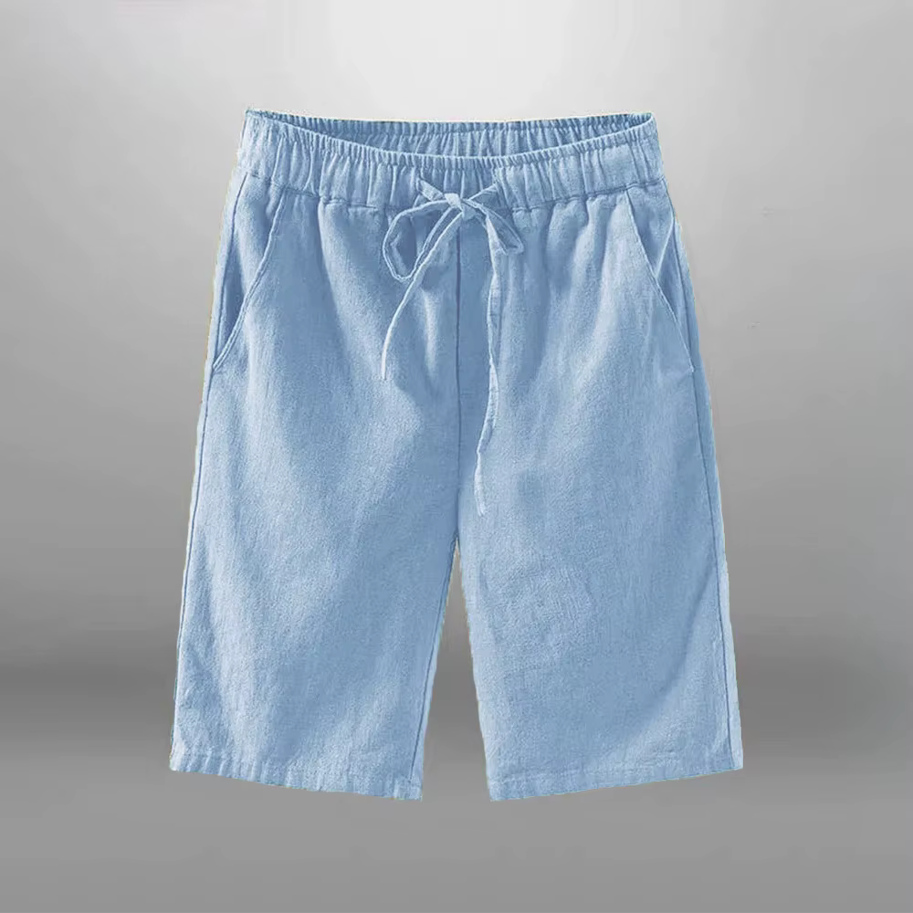 Shorts de plage en coton et lin pour hommes, décontractés, respirants, pantalons de survêtement courts, vacances, salle de sport, basket-ball