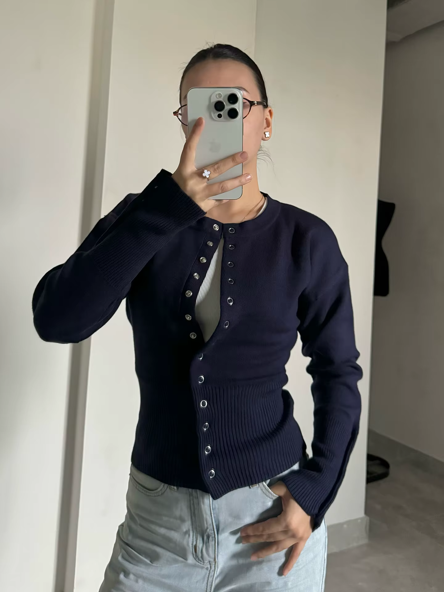 Cardigan en tricot côtelé marron pour femmes