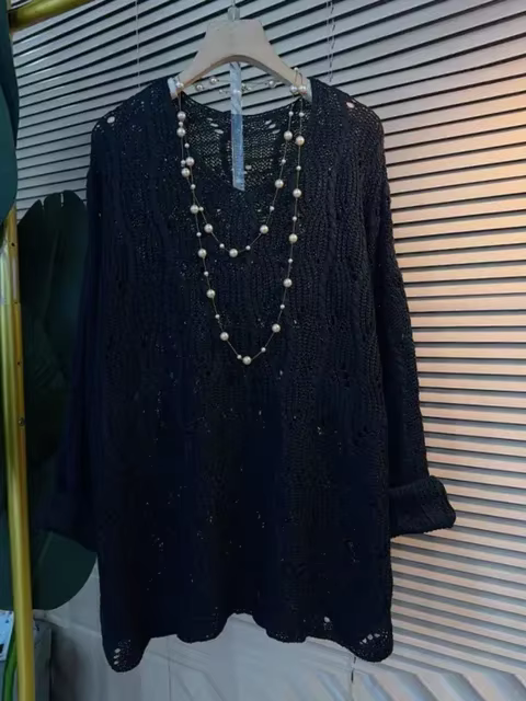 Pulls surdimensionnés pour femmes à manches longues col en v Pull décontracté mode