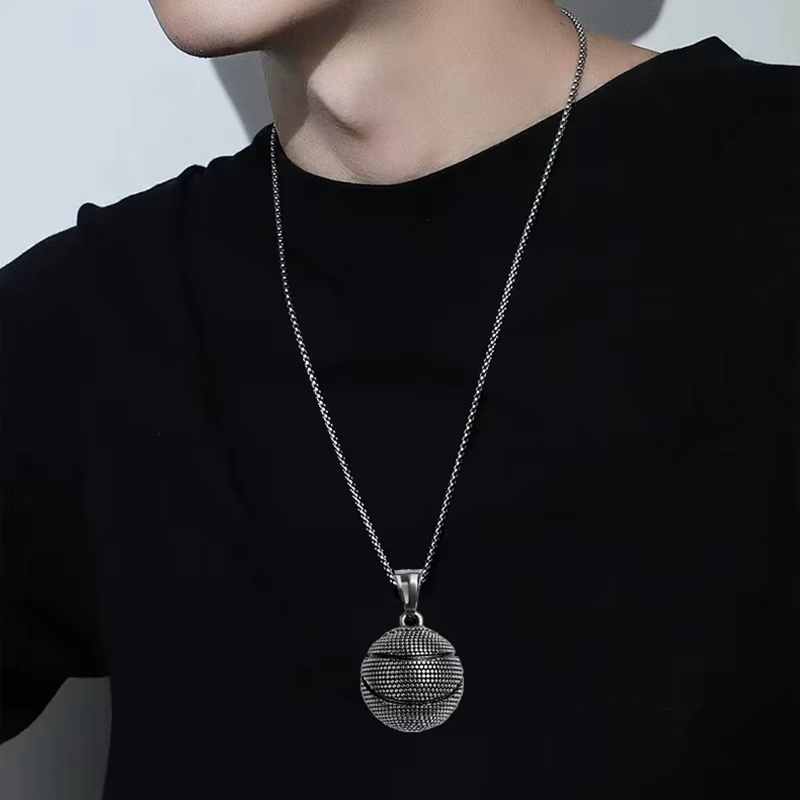 Pendentif basket-ball pour hommes, nouveau Style sportif, chaîne en acier inoxydable, mode Hip Hop, accessoires de cou, bijoux cadeaux de fête