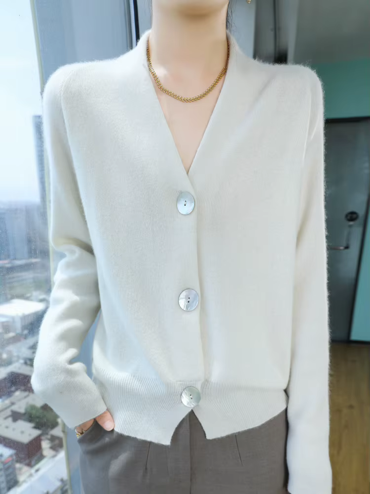 Femmes pull en cachemire col en v Cardigan automne hiver 30%
