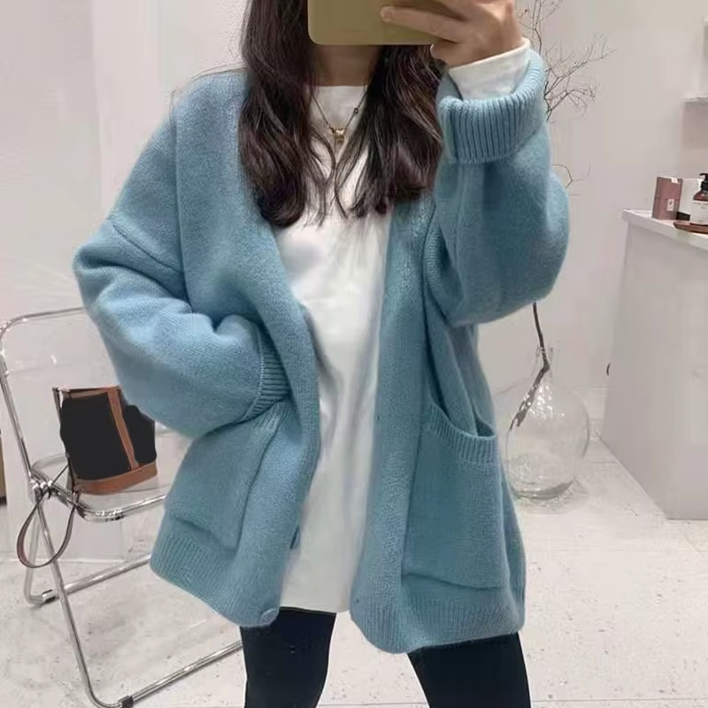 Cardigan chic jaune à simple boutonnage pour femme