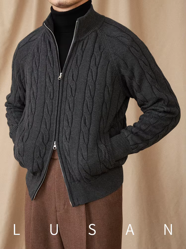 Cardigan britannique tricoté en pur coton