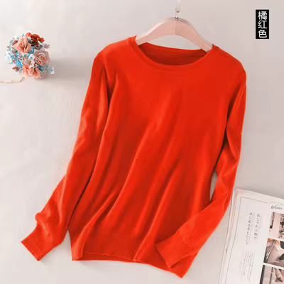 Pull en cachemire coton mélangé classique col rond pour femmes automne hiver occasionnels spéciaux