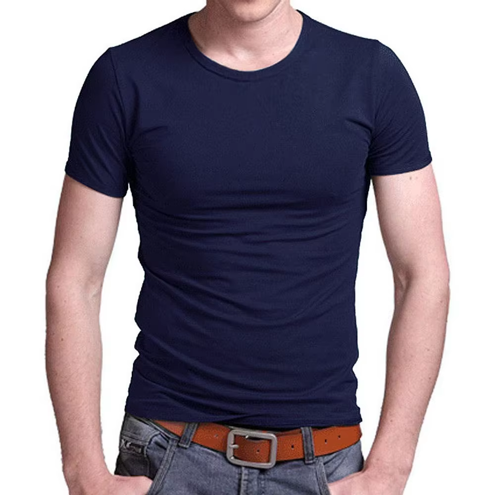 T-shirt homme 2026 col en V extensible, couleur unie, manches courtes, coupe ajustée, neuf