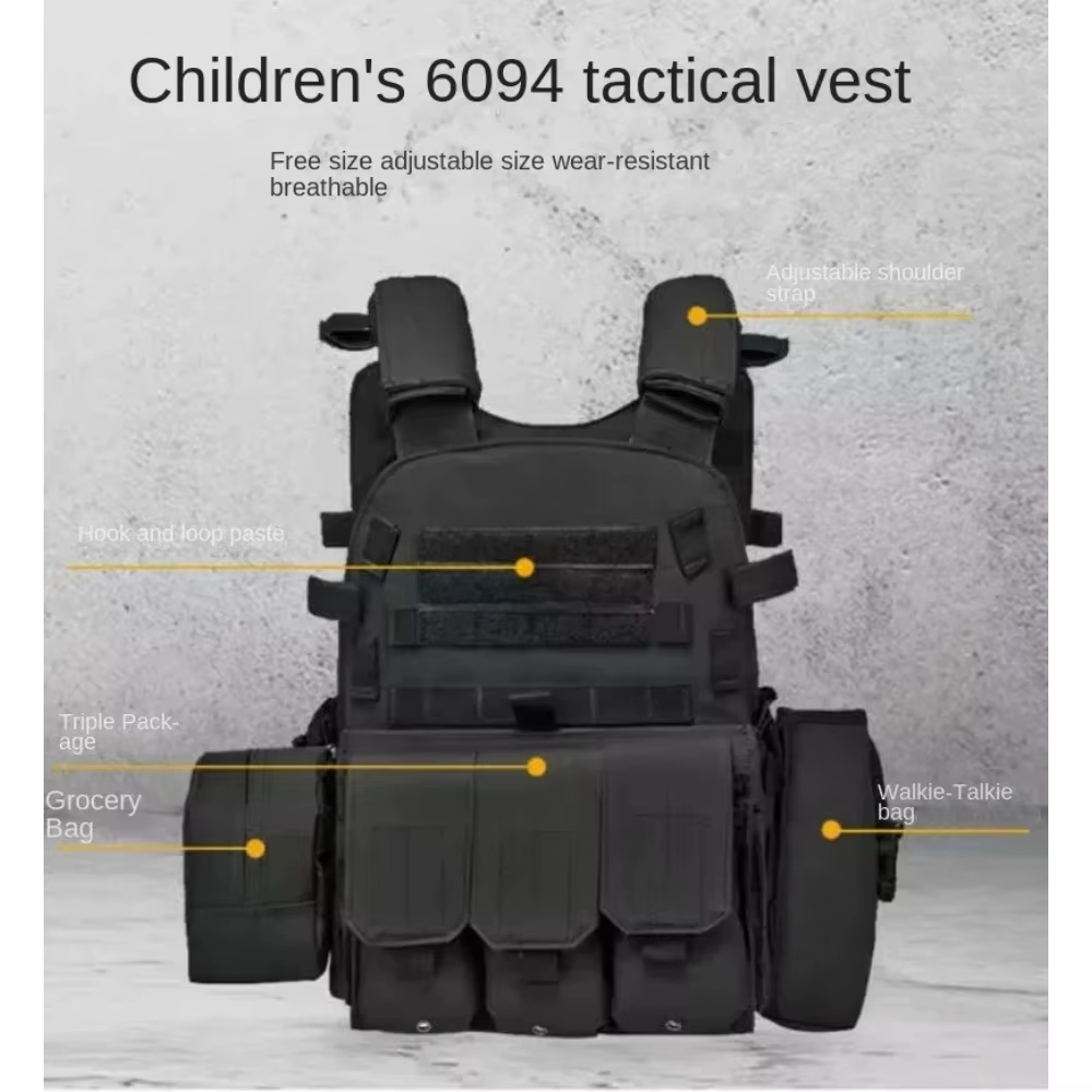 Gilet pare-balles de niveau III pour enfants, camouflage tactique, protection corporelle respirante, multifonctionnel, gilet 6094 anti-couteau