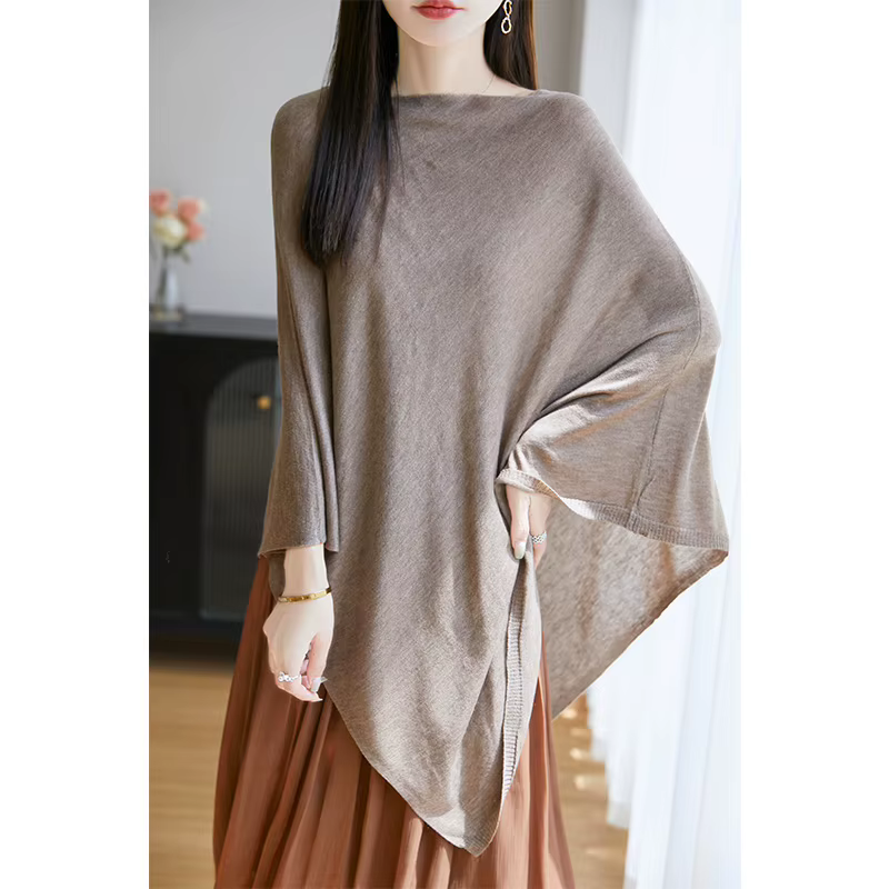 Nouveau 100% laine mérinos châle femmes col rond tricoté pull en cachemire automne hiver tricots respectueux de la peau vêtements à la mode