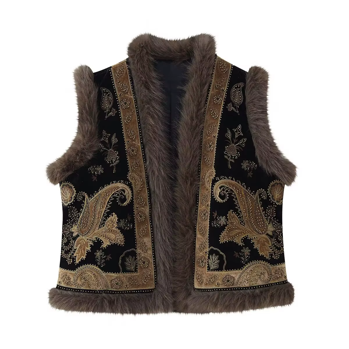 HH Fashion Gilet Chaud Sans Manches Rétro Style Urbain pour Femme