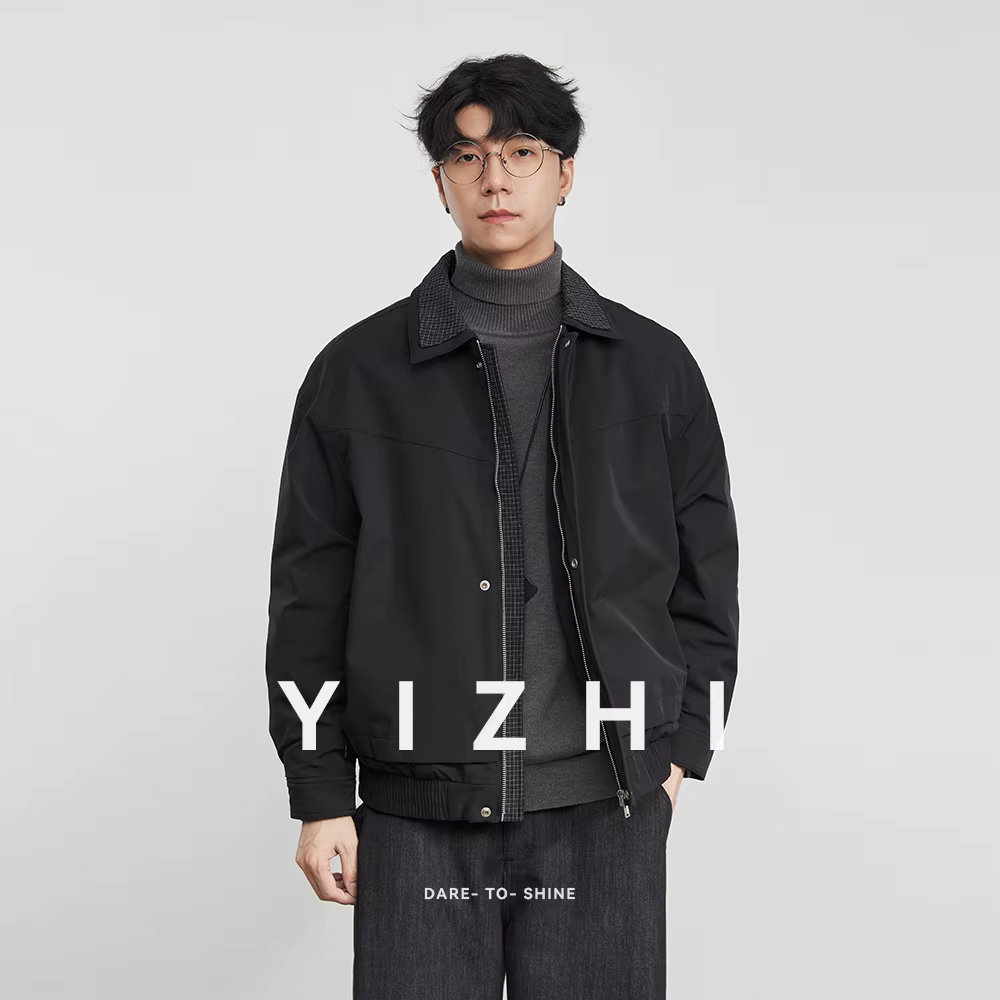 Veste en coton à col Patchwork pour homme, vêtement de travail polyvalent, rétro américain, à la mode, nouvelle collection automne-hiver 2025