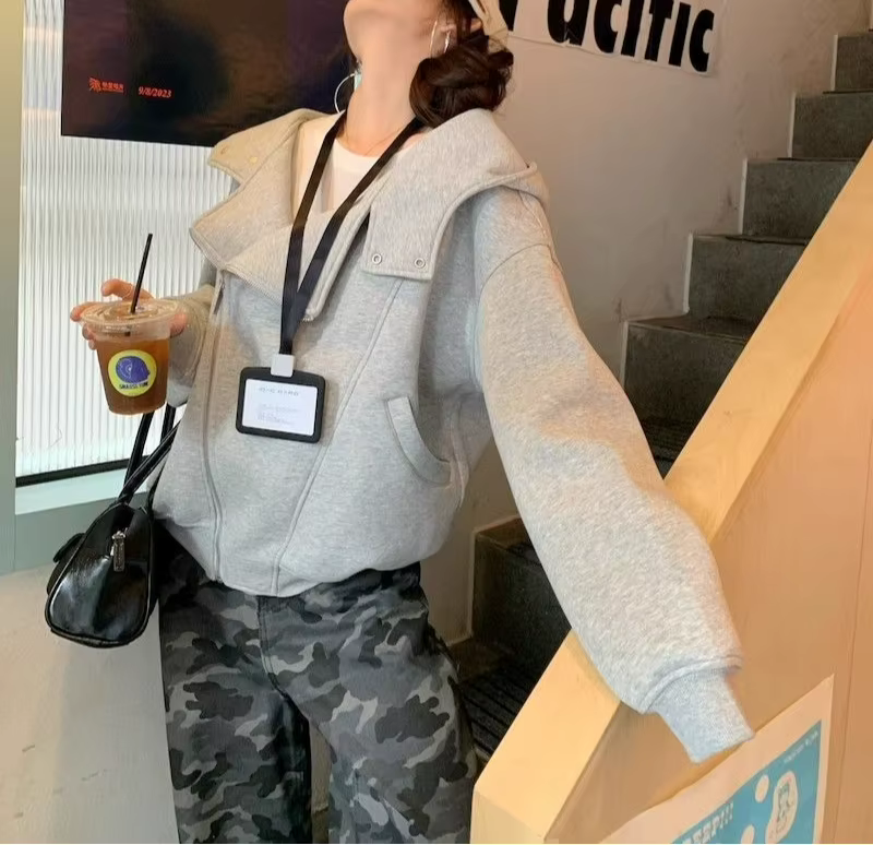 Sweat-shirt à capuche Cardigan veste à manches longues pour femmes en automne et en hiver haut de gamme décontracté