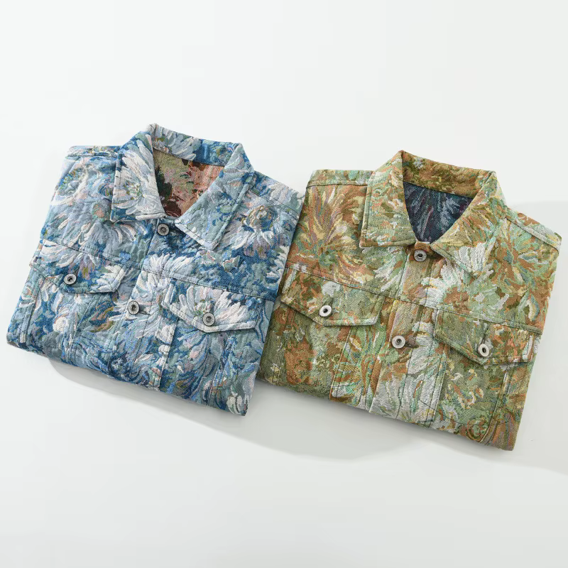 Veste jacquard florale pour hommes, manteau vintage américain, mode printemps et automne, beau manteau de jeune homme, Hong Kong Chimy