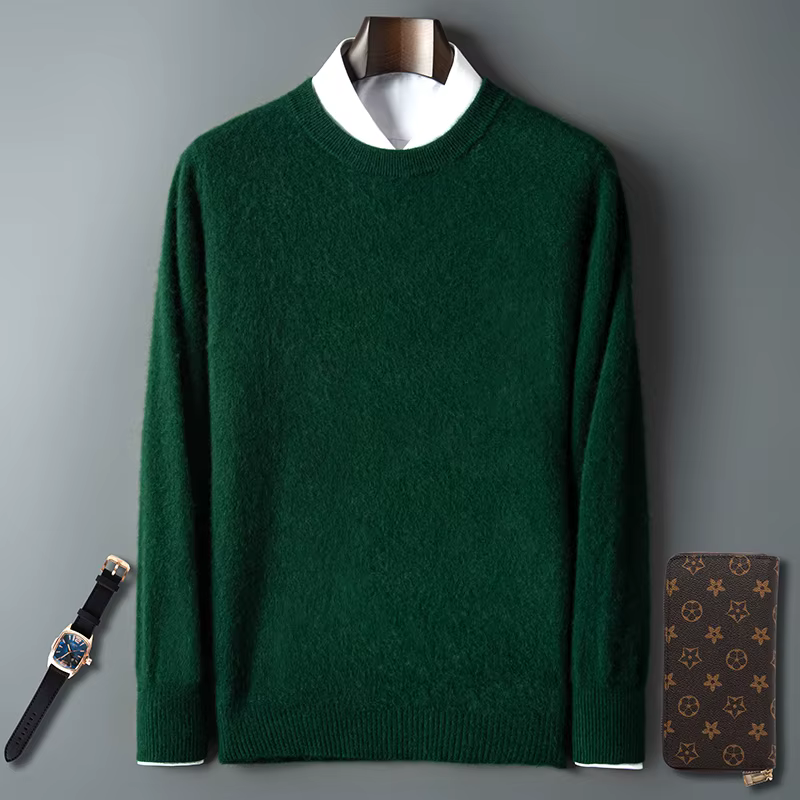 Pull à col rond en cachemire de vison pur pour homme, pull décontracté tricoté à manches longues, vêtements pour l'automne et l'hiver, 100%