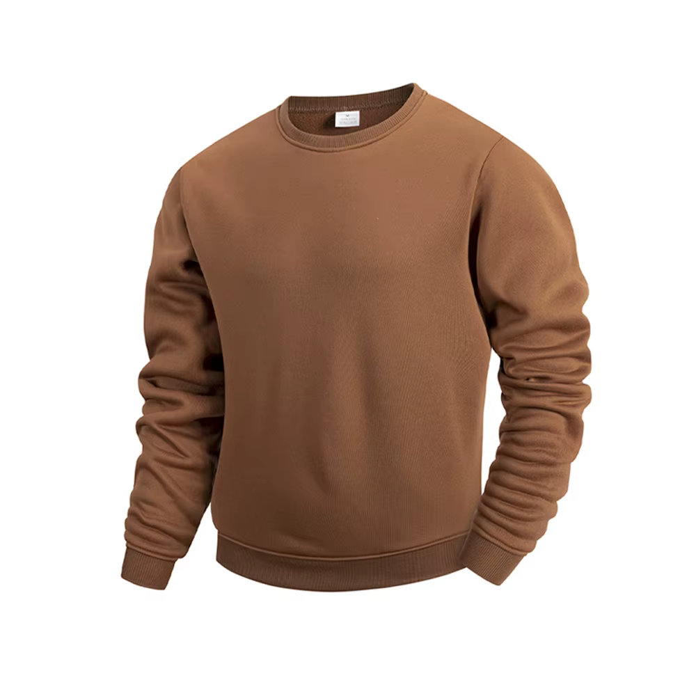Sweat-shirt à col rond pour hommes, couleur unie, pull décontracté, à la mode, chaud, ample, vêtements de sport de rue, printemps automne