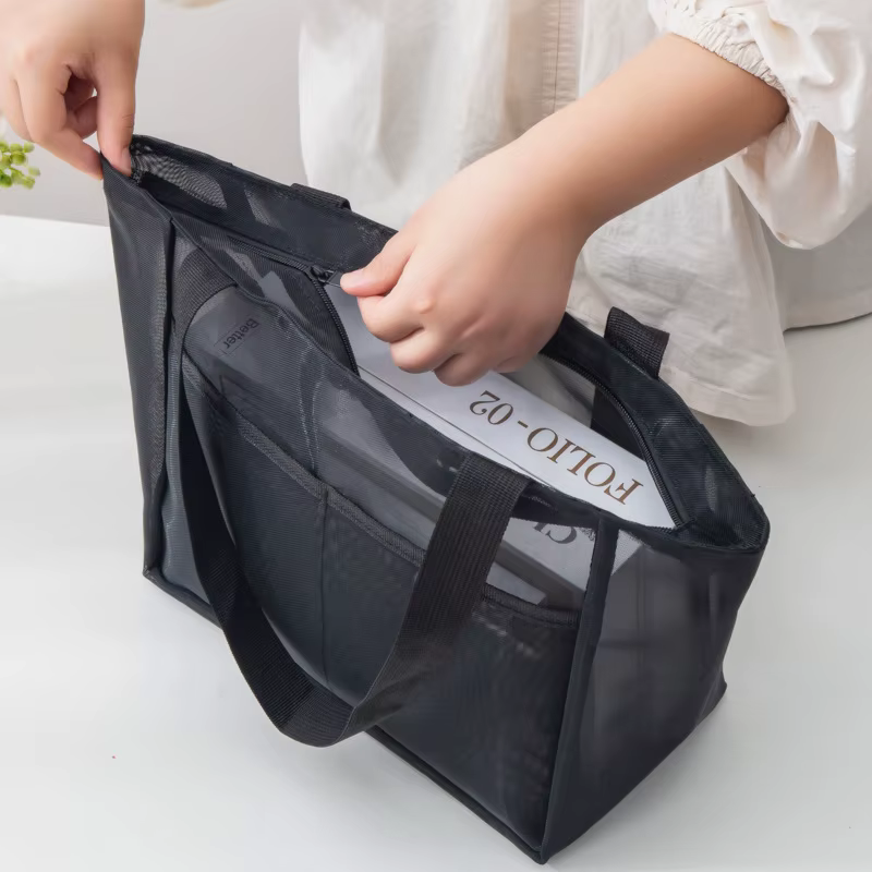 Sac à main en maille avec sac de rangement en maille de Nylon de grande capacité, sac de courses, sac à bandoulière Portable d'extérieur