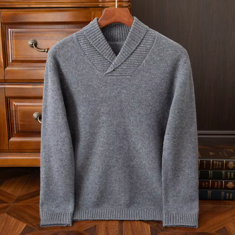 Pull à col rond pour hommes, chemise à bascule en tricot de cachemire, 100% laine Pure, ample, couleur unie, pull Jacquard décontracté