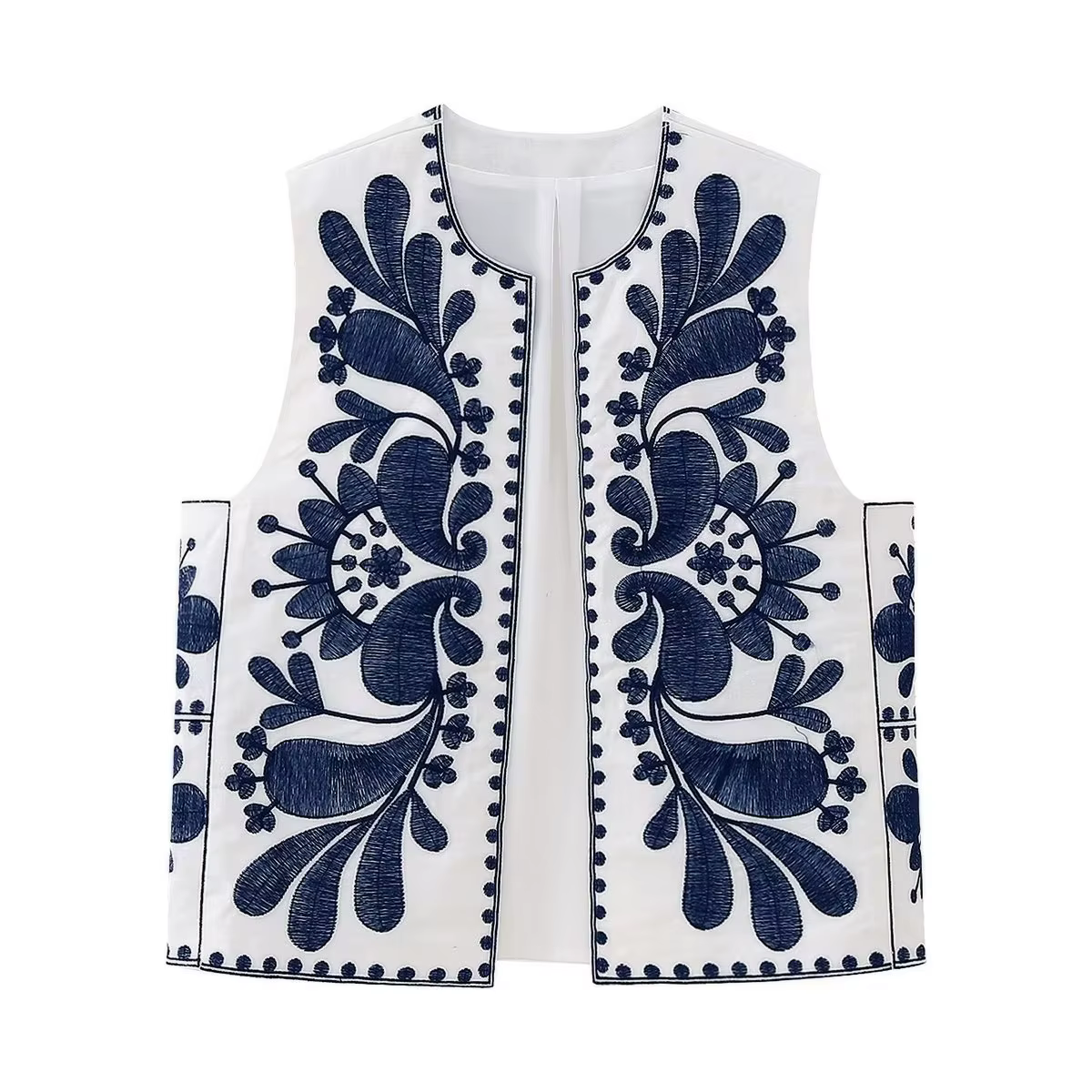 Gilet Vintage Floral Brodé Pour Femmes Occasions Spéciales Mode Printemps Et Été