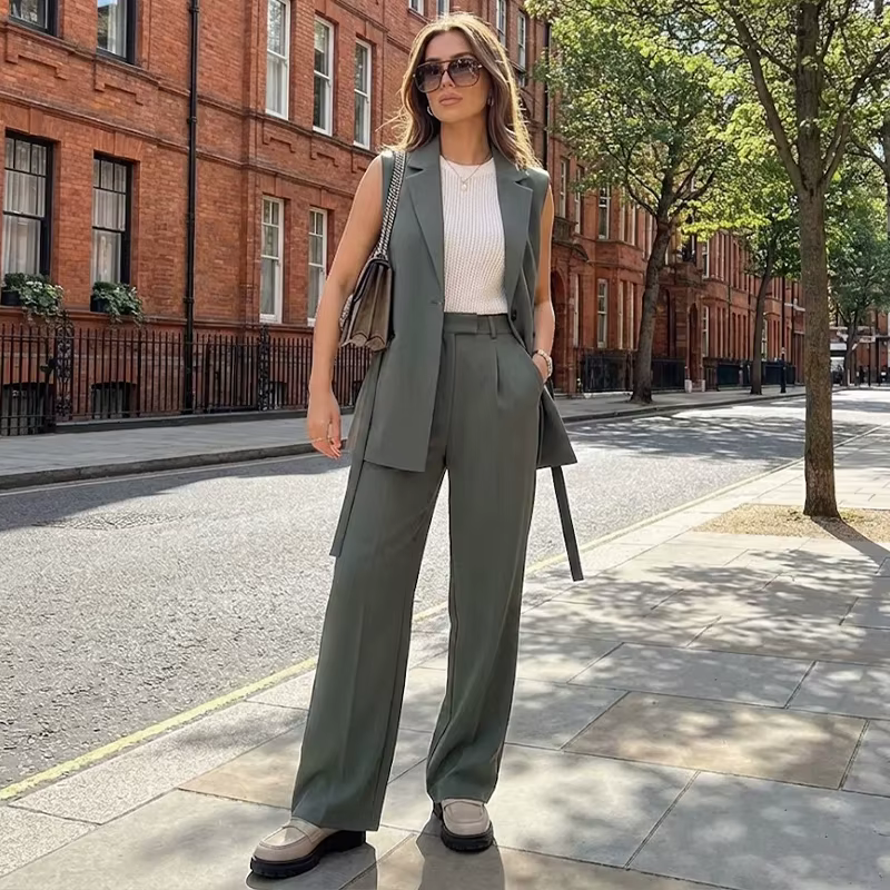 Willshela femmes mode solide à lacets gilet col en v simple bouton sans manches vestes femme Chic dame tenue débardeurs