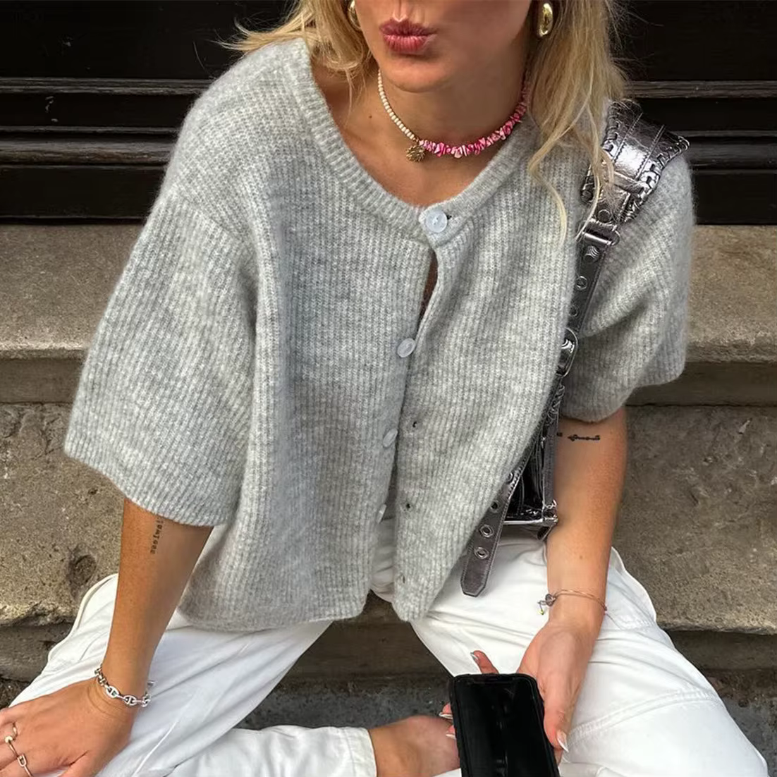 Pulls y2k pour femmes, couleur unie