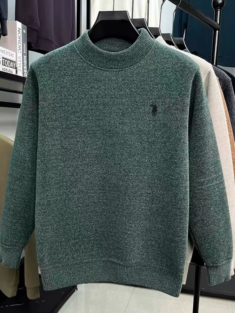Pull-over en tricot à col rond pour homme, nouvelle collection haut de gamme, marque de mode classique, broderie Paul, chaud et épais, en peluche, pour l'hiver