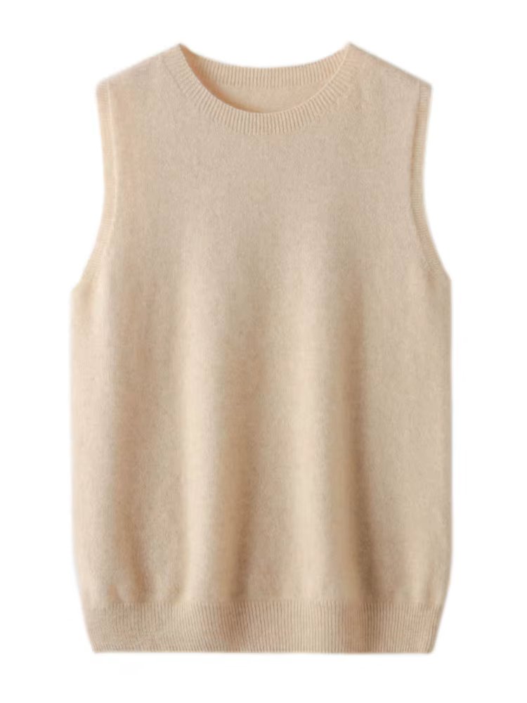 Pull sans manches à col rond pour femme