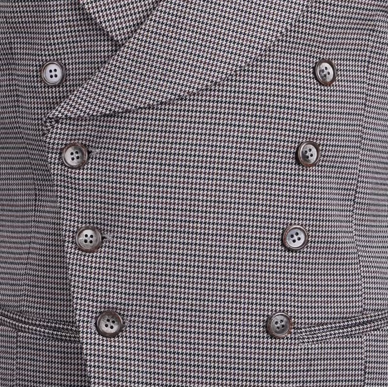 Gilet de costume pour hommes rétro Steampunk gris pied-de-poule col à revers Double boutonnage gilet homme Gentleman gilet d'affaires 2025