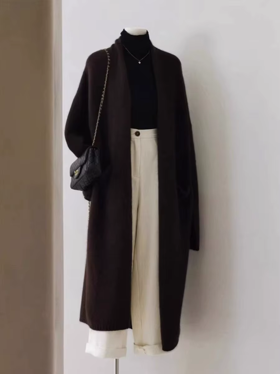 Cardigan tricoté en cachemire blanc pour femme