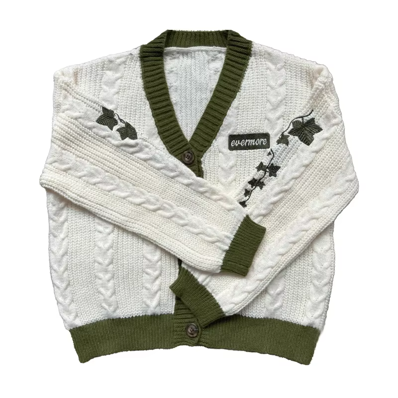 2025 Amant Cardigan avec Étoile Broderie Coeur Rose Confortable Tricot Doux TS