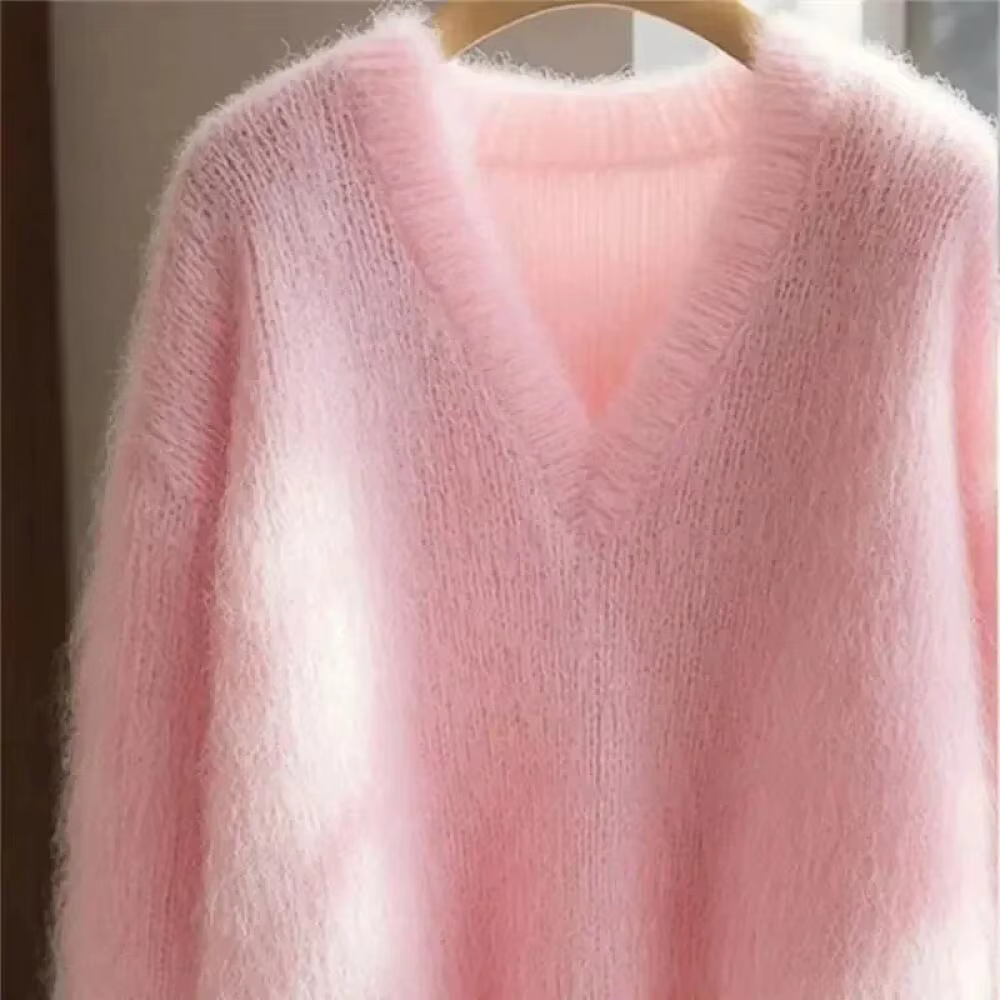 Pull en maille rose pastel pour femme